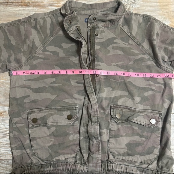 Democracy Women's Retro Bomber Utility Coat Zip/Snap Front Light Camo Jacket XL - Picture 7 of 8
